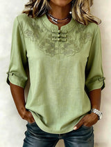 Cressida - Embroidered Mandarin Collar Blouse