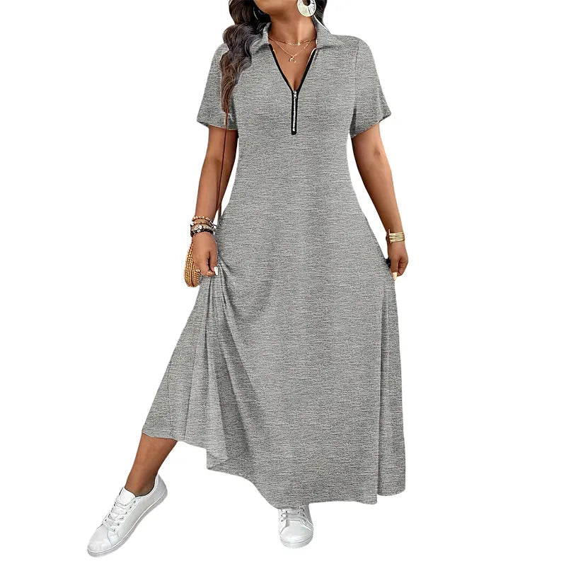 Primelle - Soft-Touch Zip-Neck Maxi Dress