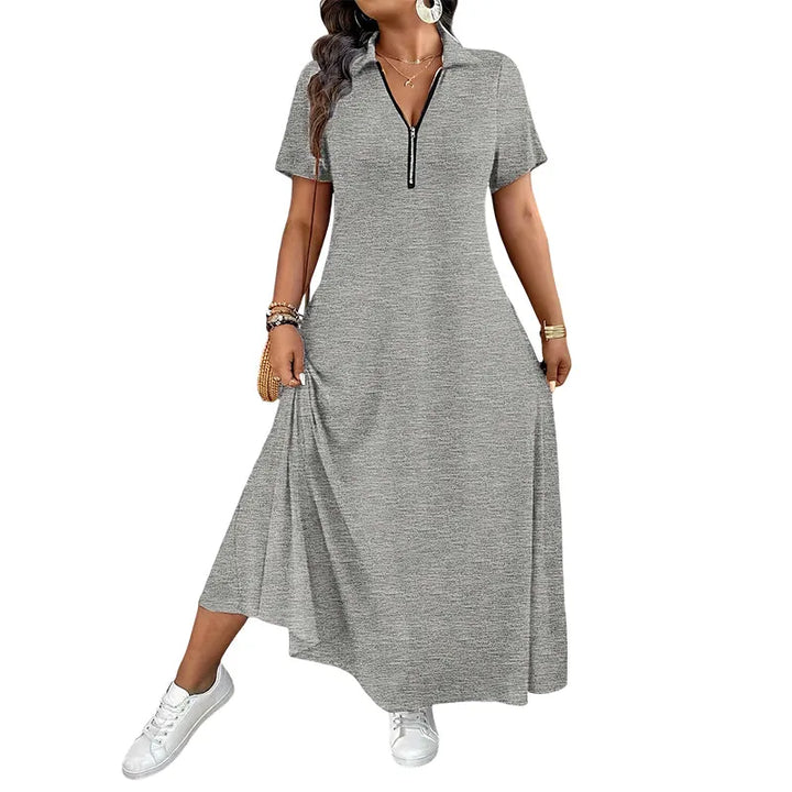 Primelle - Soft-Touch Zip-Neck Maxi Dress