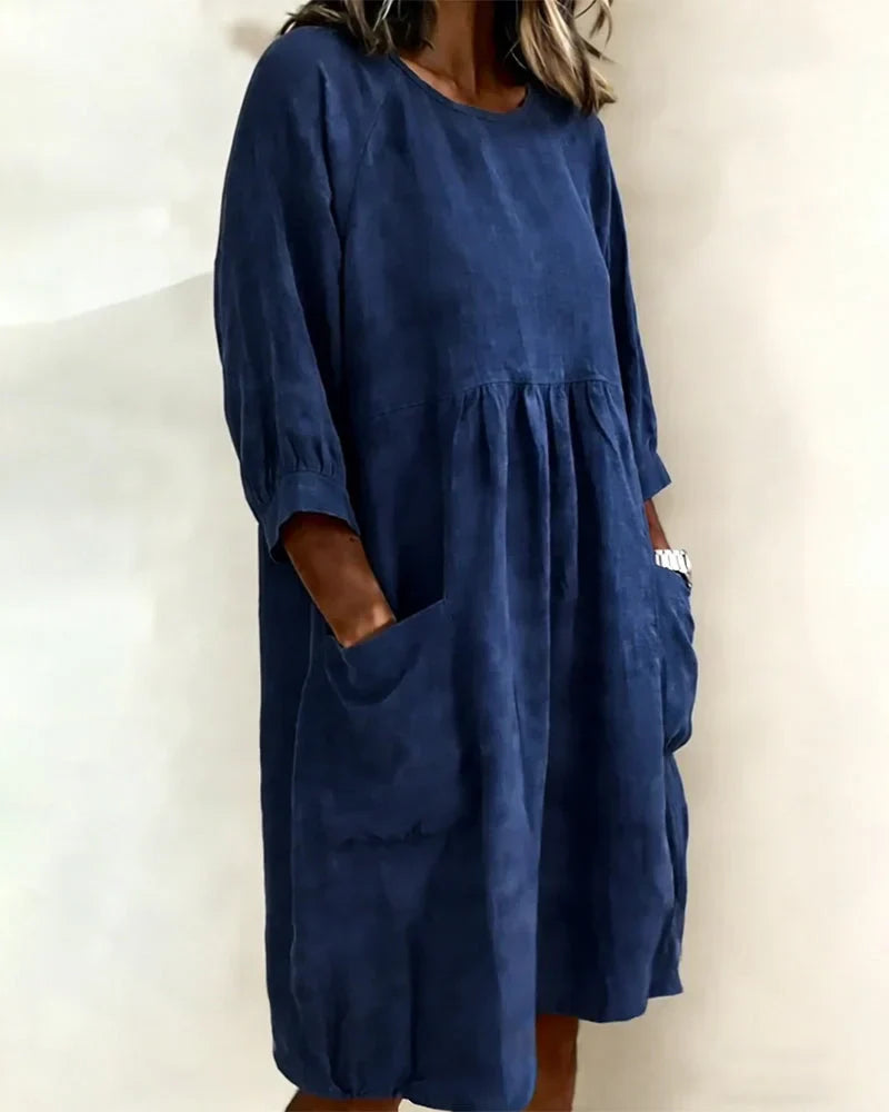 Avenra - Three-Quarter Sleeve Loose Dress