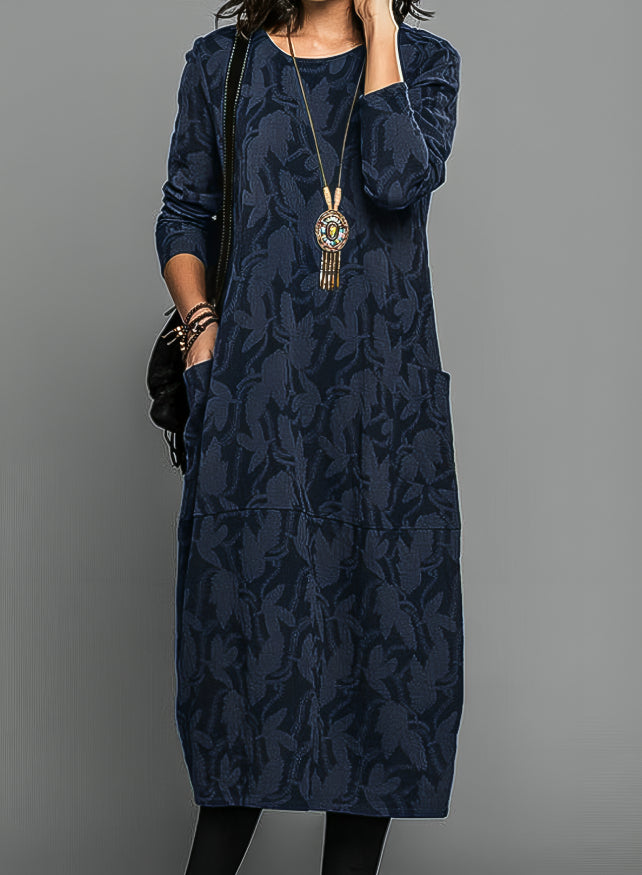 Ciska - Leaf-Print Midi Dress