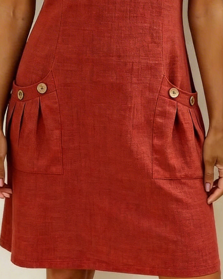 Dariae - Linen-Blend A-Line Dress