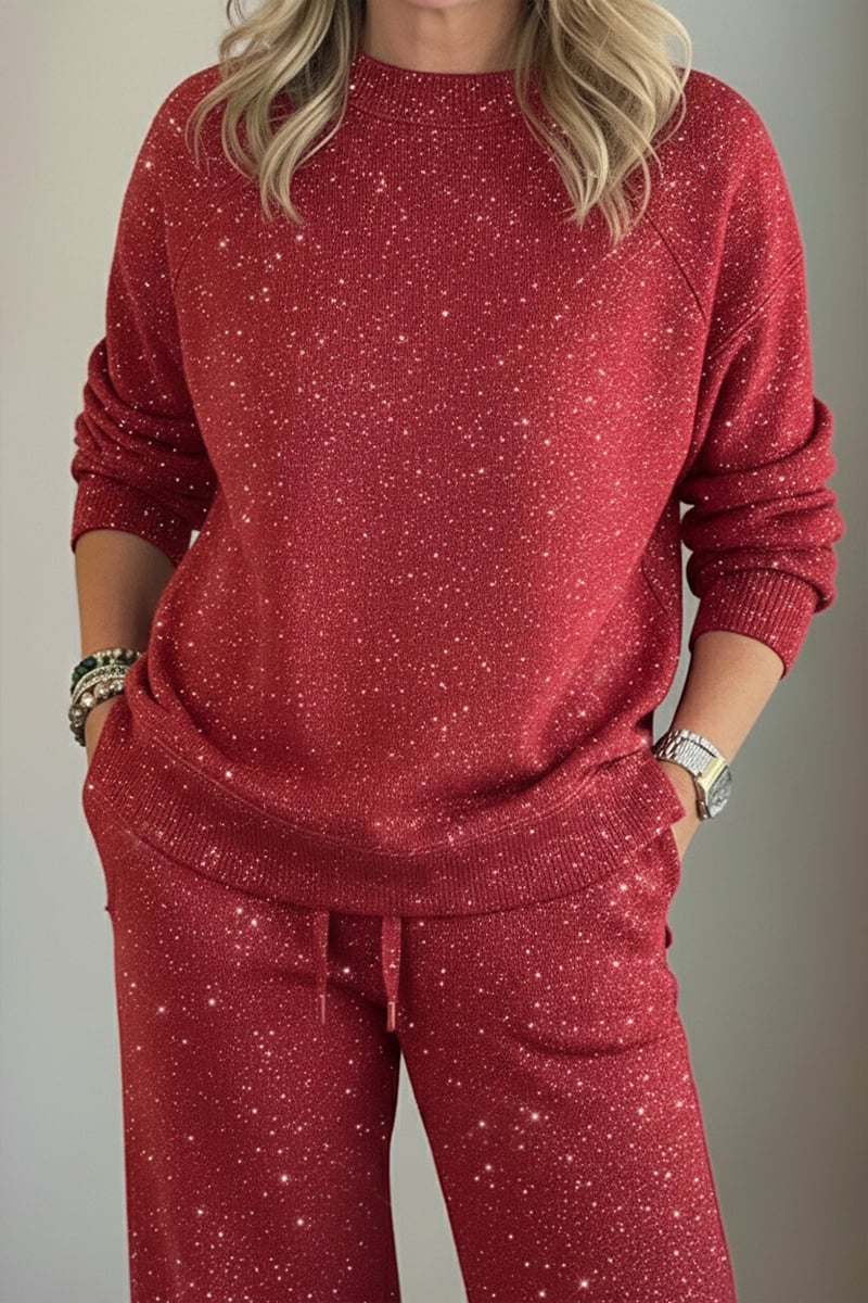Celia - Shimmer-Finish Jacket and Trousers Set