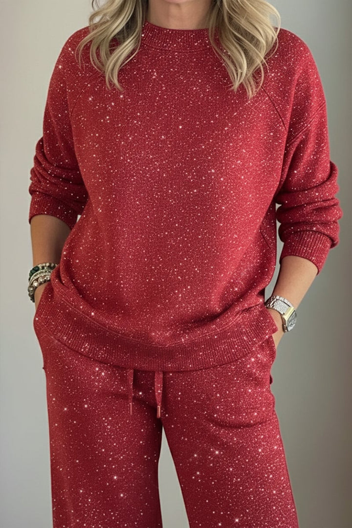 Celia - Shimmer-Finish Jacket and Trousers Set