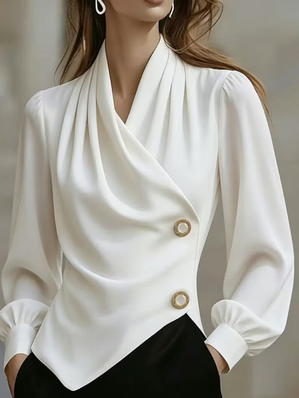 Ximena - Elegant Draped Satin Blouse