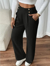 Ashlena - Soft-Touch High-Waisted Wide-Leg Trousers