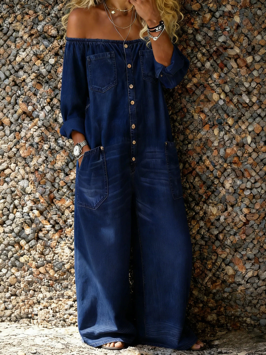 Verity - Soft-Touch Off-Shoulder Jumpsuit