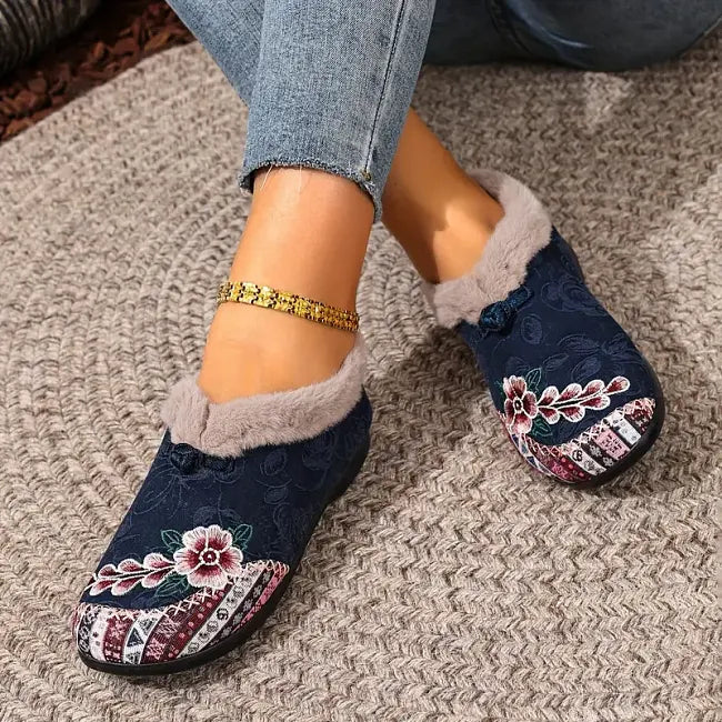 Isola - Floral Plush Lined Slip On Shoes