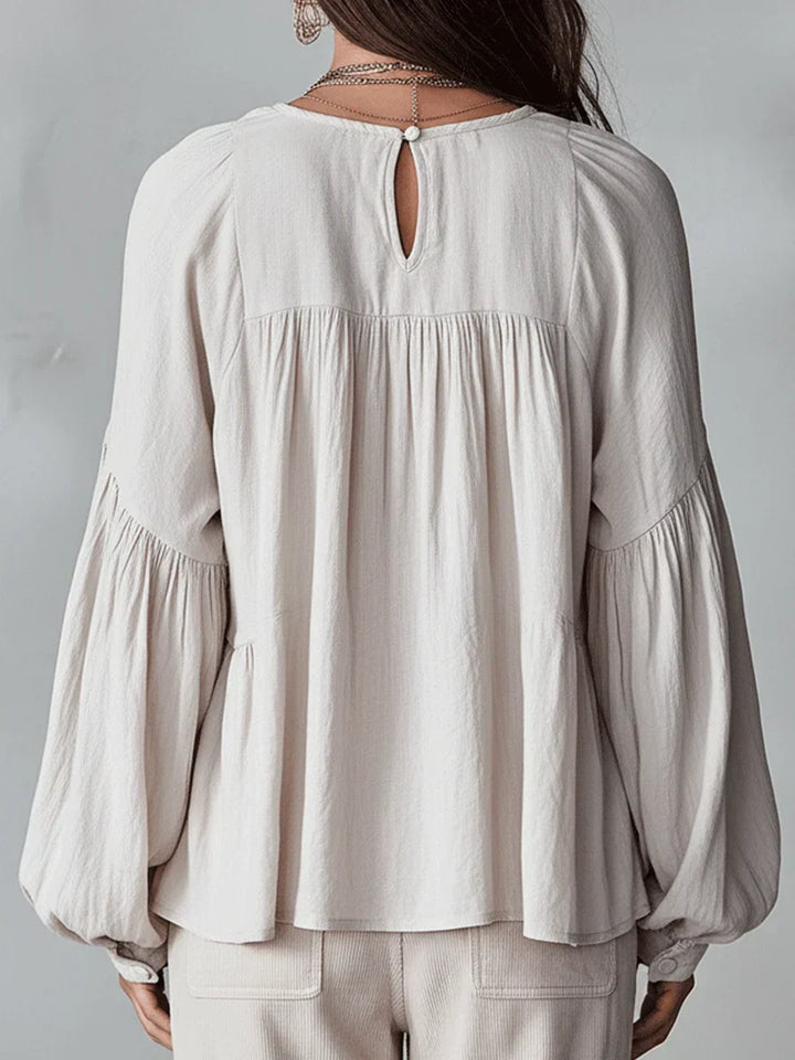 Narella - Ruffle V-Neck Blouse