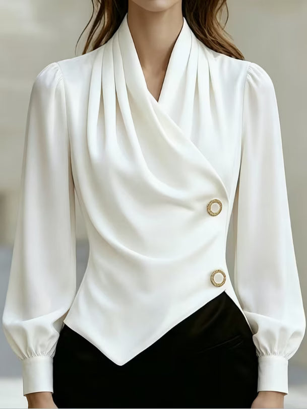 Ximena - Elegant Draped Satin Blouse