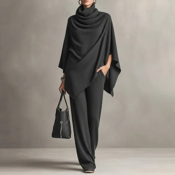 Kaelis - Draped Turtleneck Two Piece Trouser Set