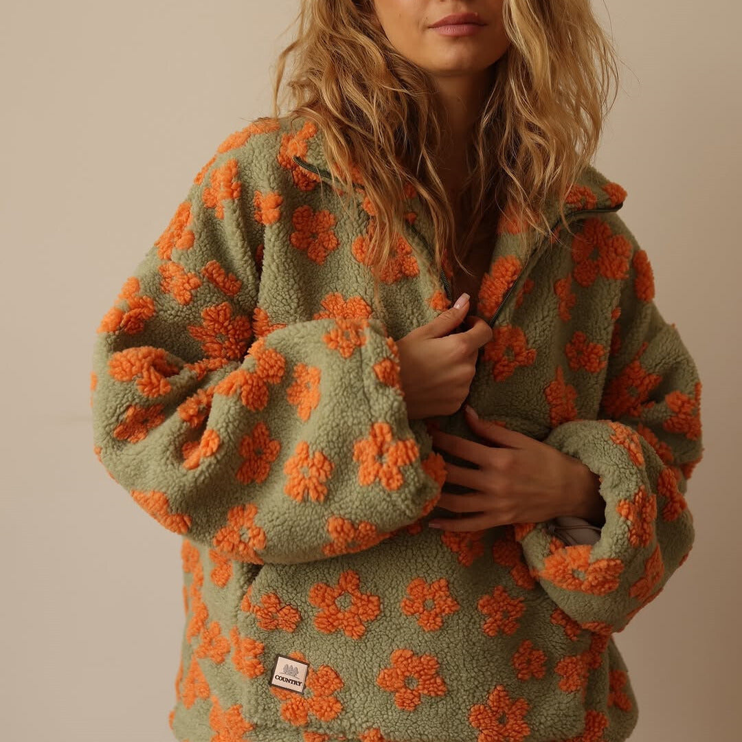 Clemency - Cozy Floral Fleece Pullover