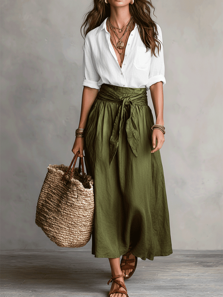 Estella - Elegant Blouse & Midi Skirt Set