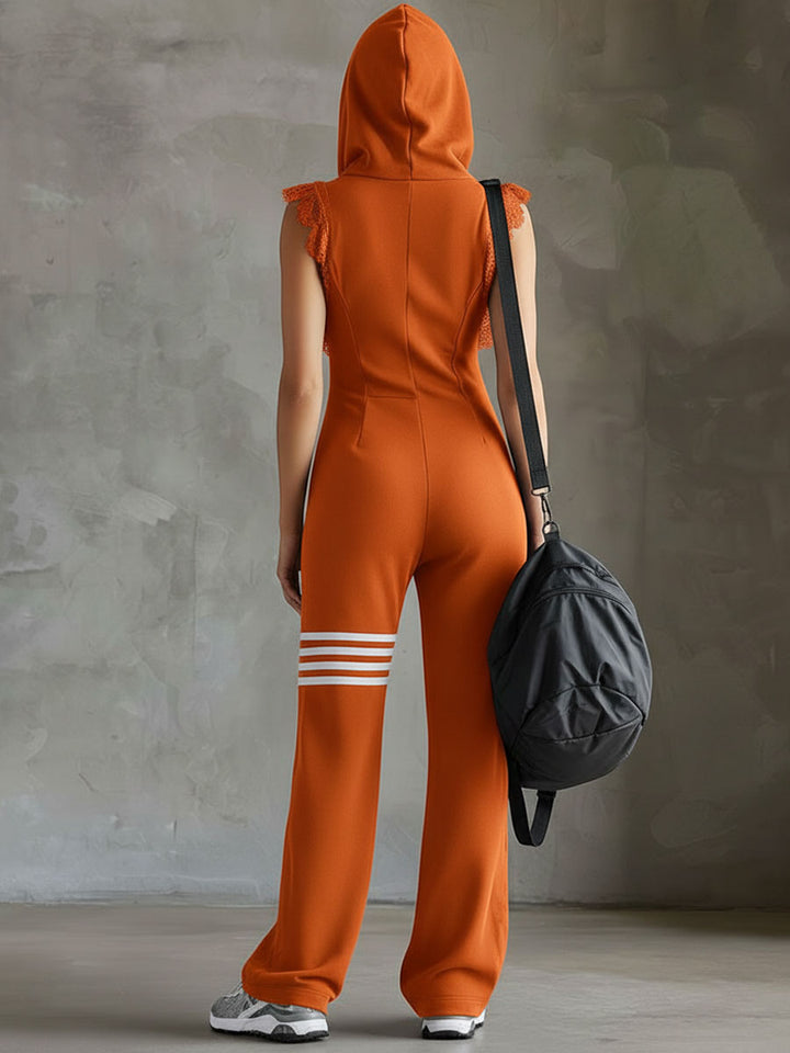 Brisa - Soft-Touch Sleeveless Hooded Jumpsuit