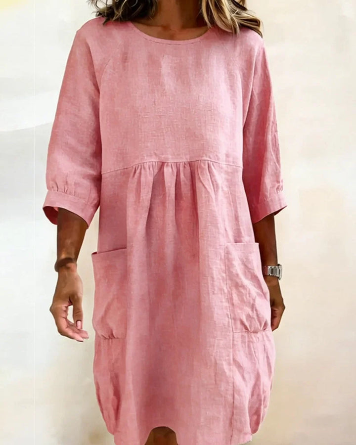 Avenra - Three-Quarter Sleeve Loose Dress
