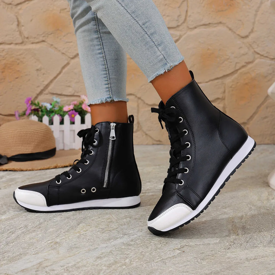 Deloriane - Casual Lace Up Ankle Boots