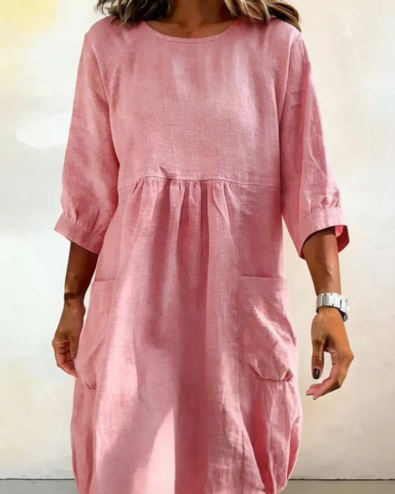 Avenra - Three-Quarter Sleeve Loose Dress