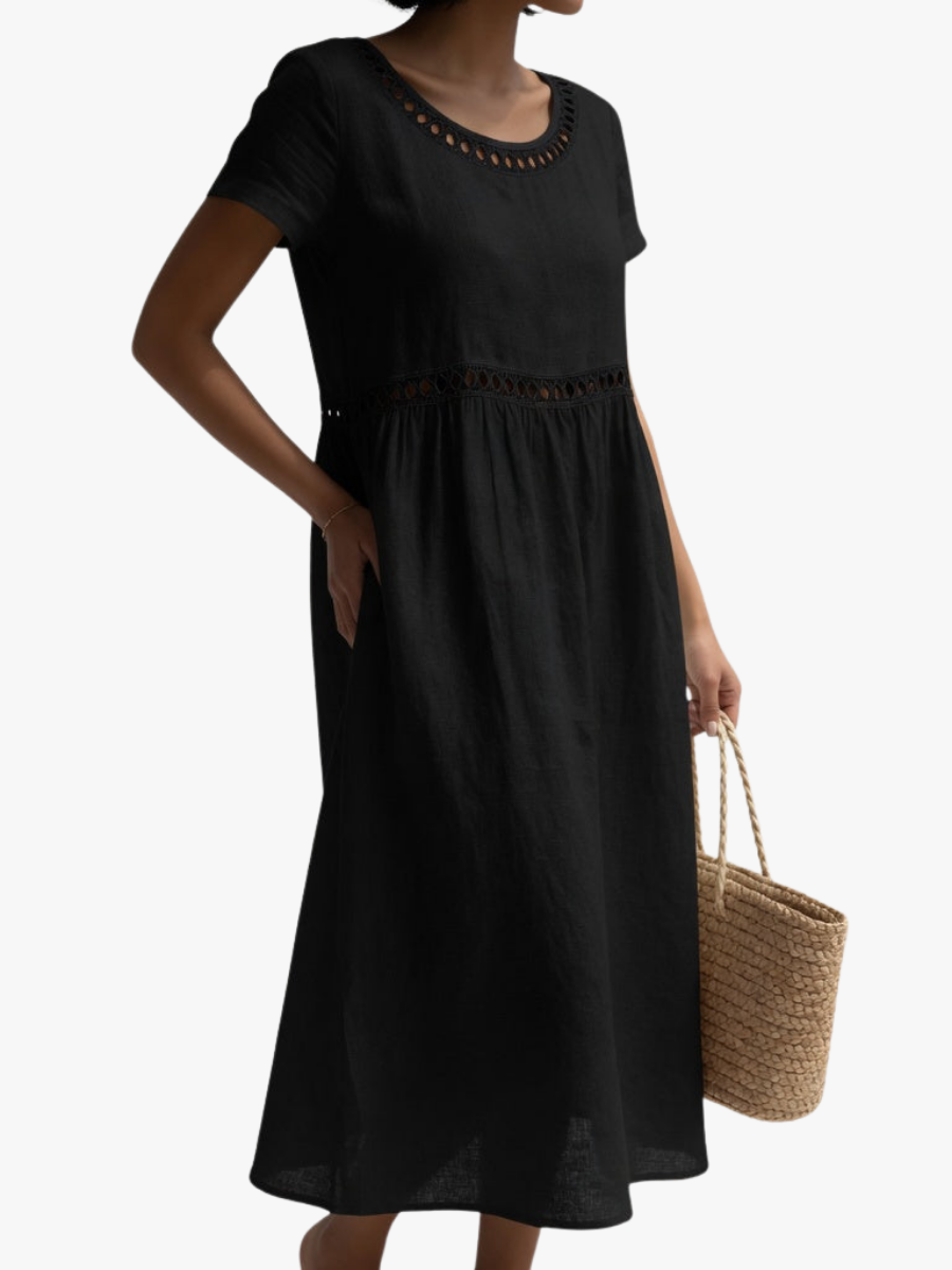Anissa - Soft-Touch Embroidered Midi Dress
