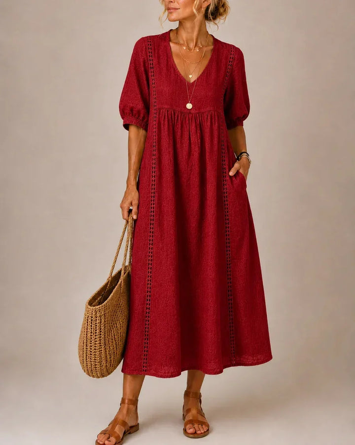 Arietta - Lace-Detail Linen Dress