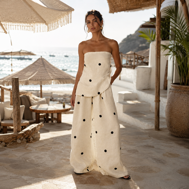 Rebecca - Elegant Polka Dot Two-Piece Set