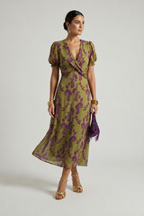 Odetta - Soft-Touch Floral Wrap Midi Dress