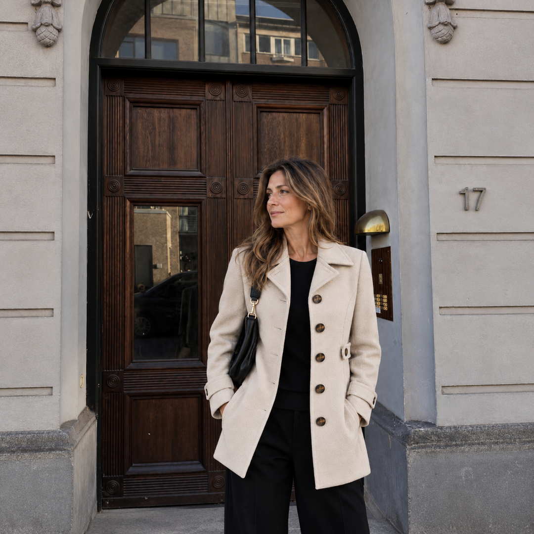 Romy - Tailored Button Front Mid Length Coat