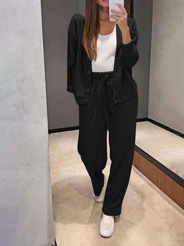 Sorya - Soft-Touch Knit Cardigan & Trousers Set