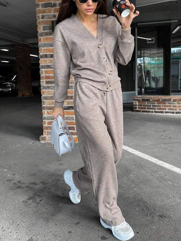 Sorya - Soft-Touch Knit Cardigan & Trousers Set