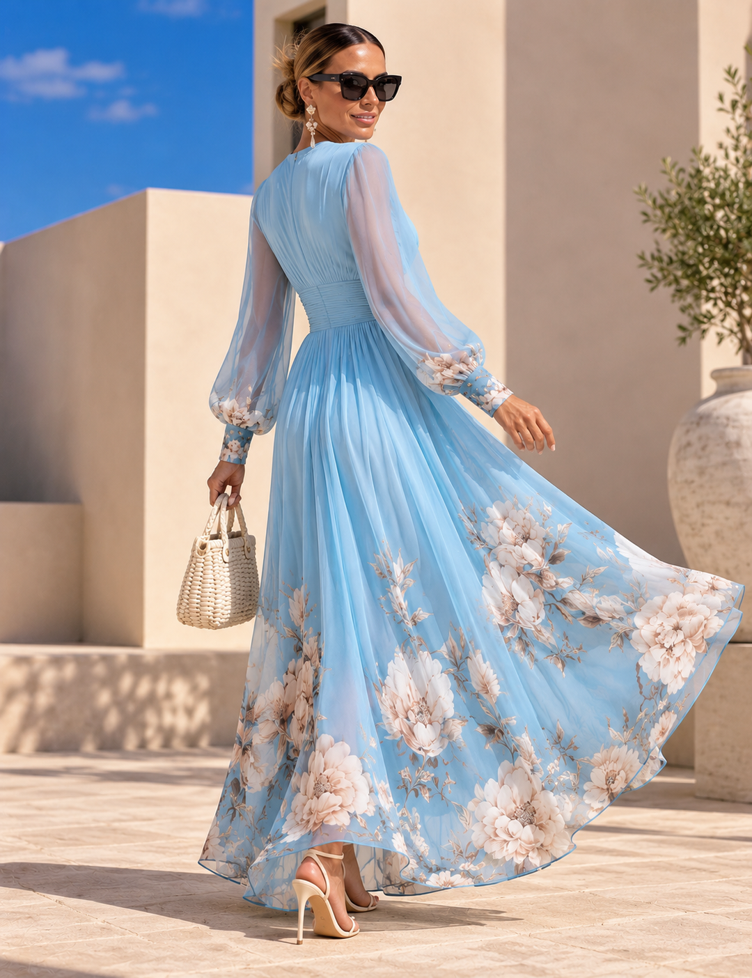 Pirelle - Waist-Defining Floral Maxi Dress