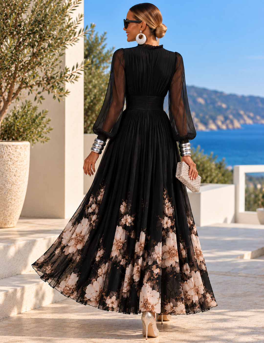 Pirelle - Waist-Defining Floral Maxi Dress