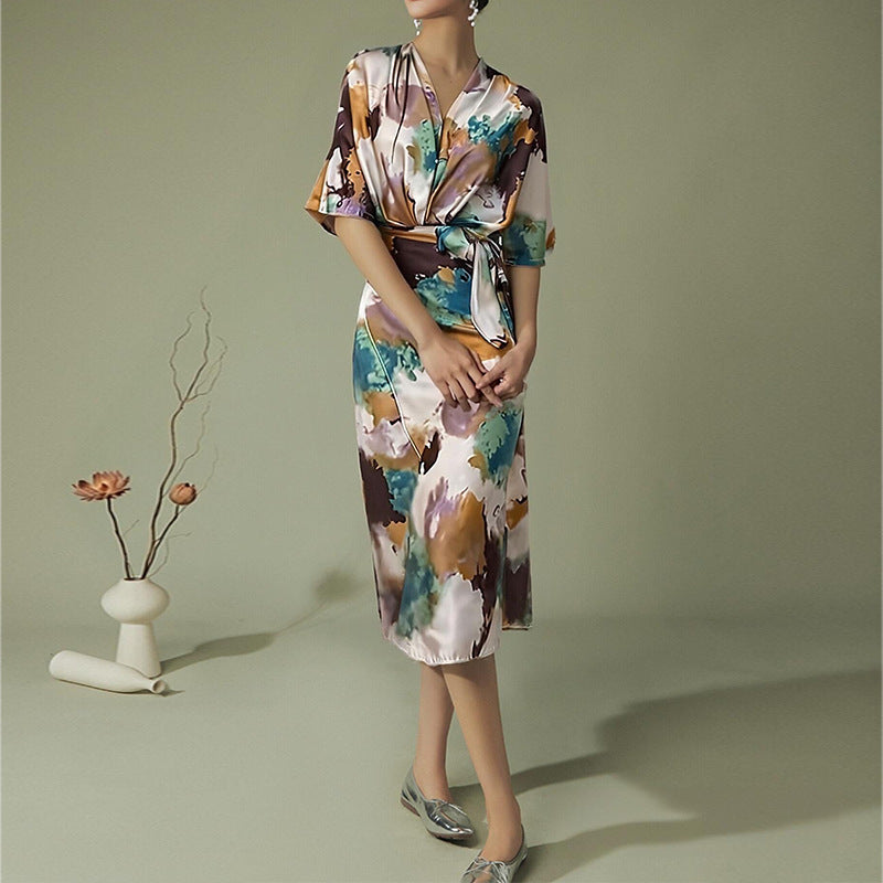 Jelyra - Lustrous Wrap Midi Dress