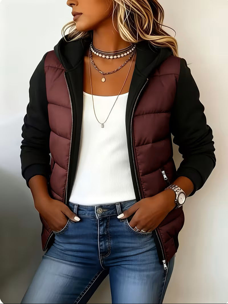 Hedda - Hooded Puffer Panel Zip Jacket