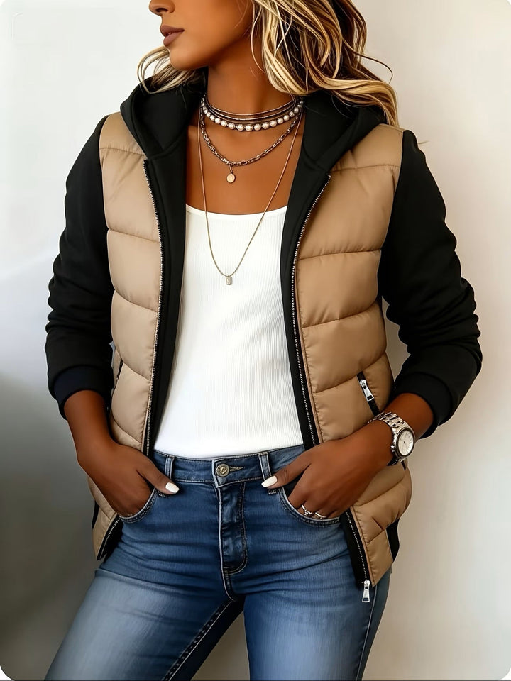 Hedda - Hooded Puffer Panel Zip Jacket