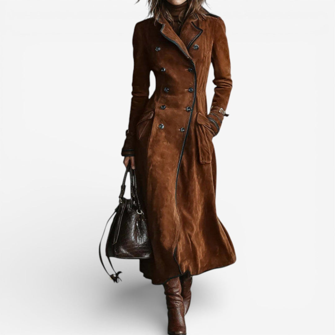 Elysira - Tailored Double-Breasted Long Coat