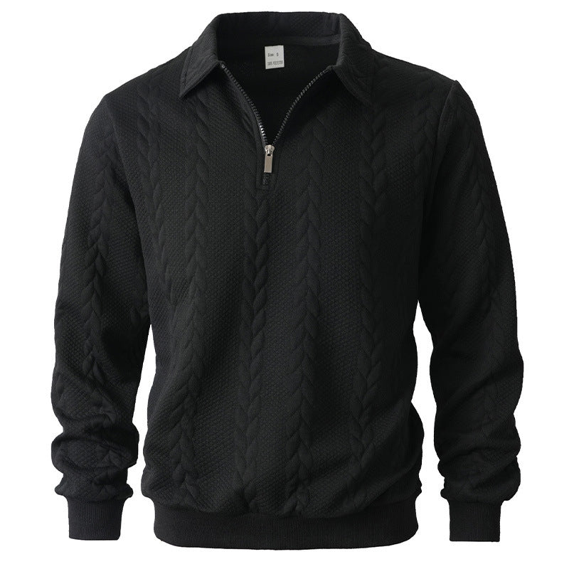 Ethan - Textured Quarter-Zip Polo