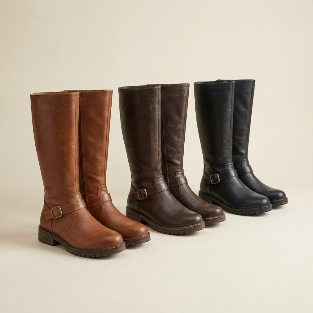 Estera - Sleek Double-Zip Block-Heel Boots