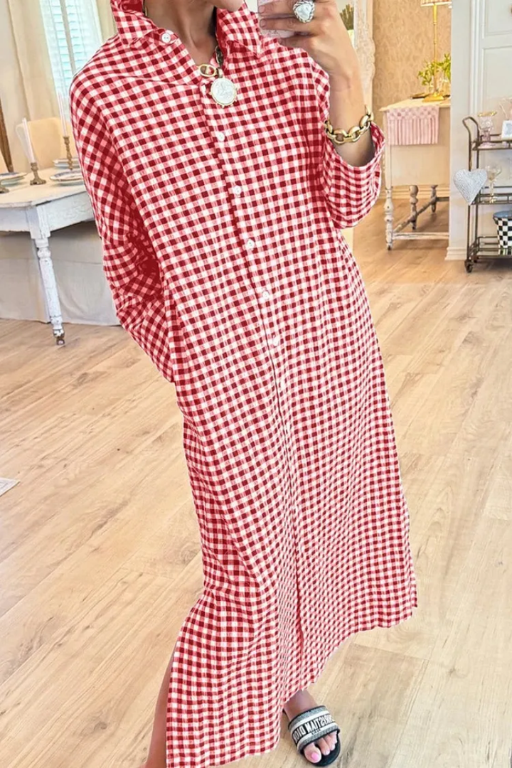 Eveloria - Premium Checked Shirt Dress