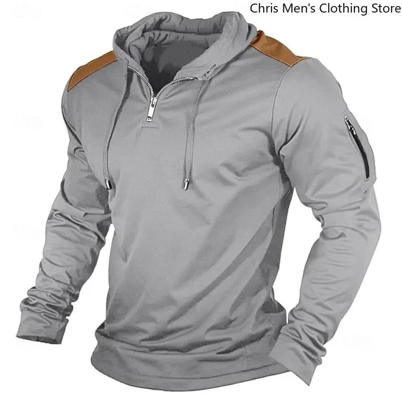Carter - Contrast Shoulder Half Zip Hoodie