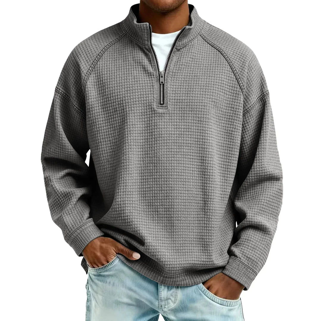 Jude - Textured Waffle-Knit Sweatshirt