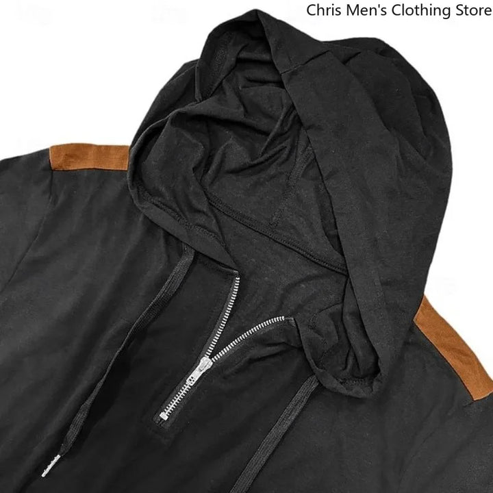 Carter - Contrast Shoulder Half Zip Hoodie