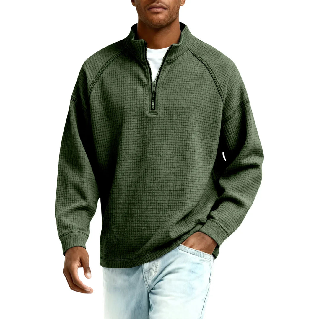 Jude - Textured Waffle-Knit Sweatshirt