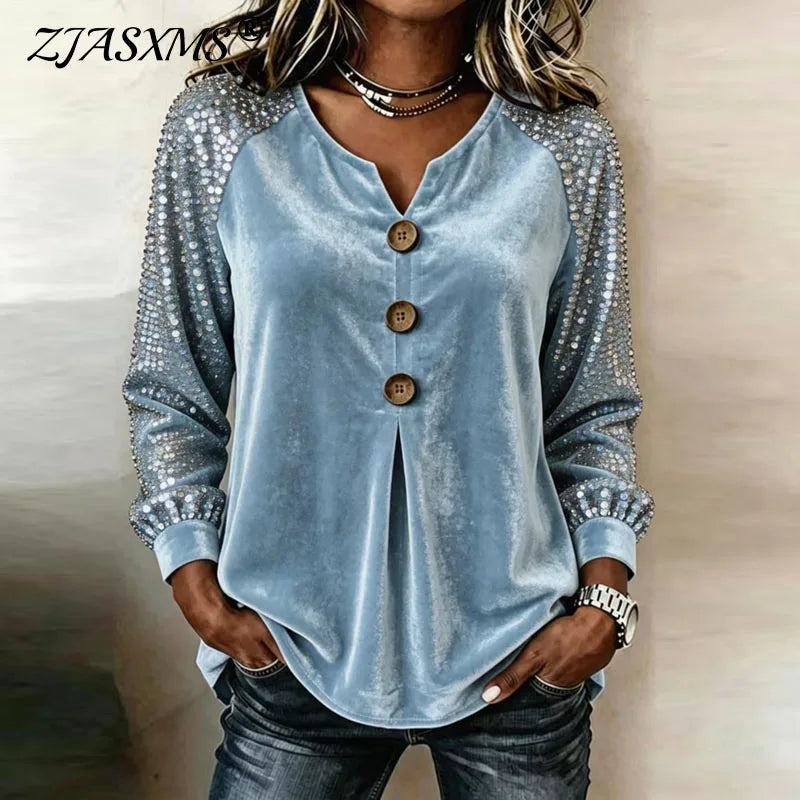 Cerina - Luxe Sequin-Sleeve Top