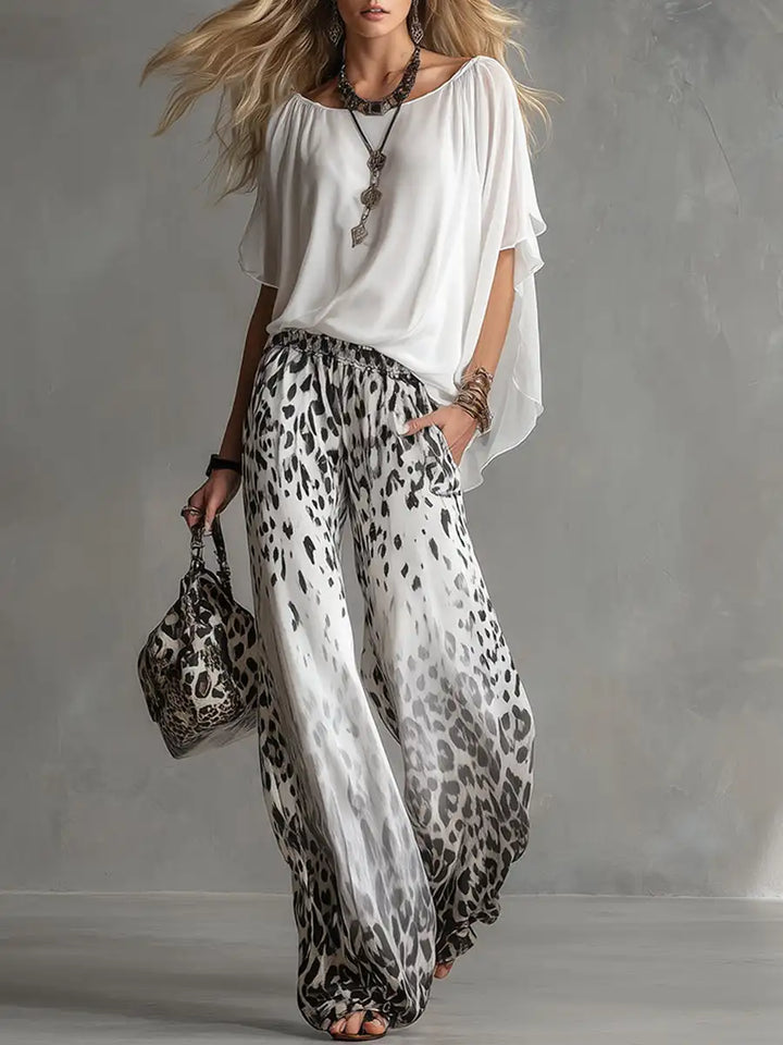 Quinavie - Airy Wide-Leg Two-Piece Set