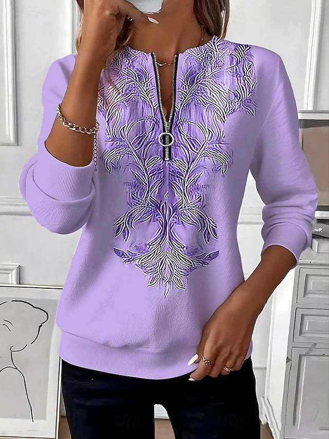 Zynara - Soft-Touch Zip-Neck Sweater