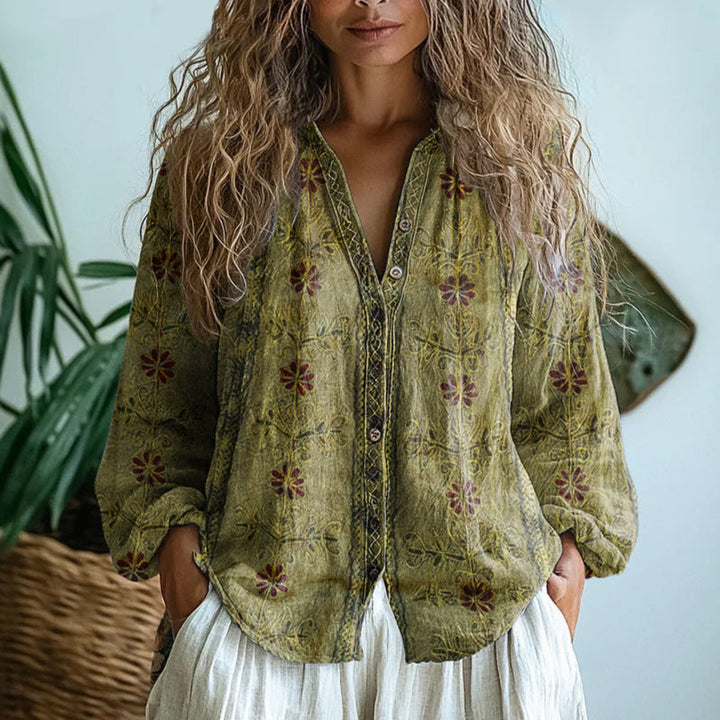 Lurellea - Soft-Touch Leaf-Print Blouse