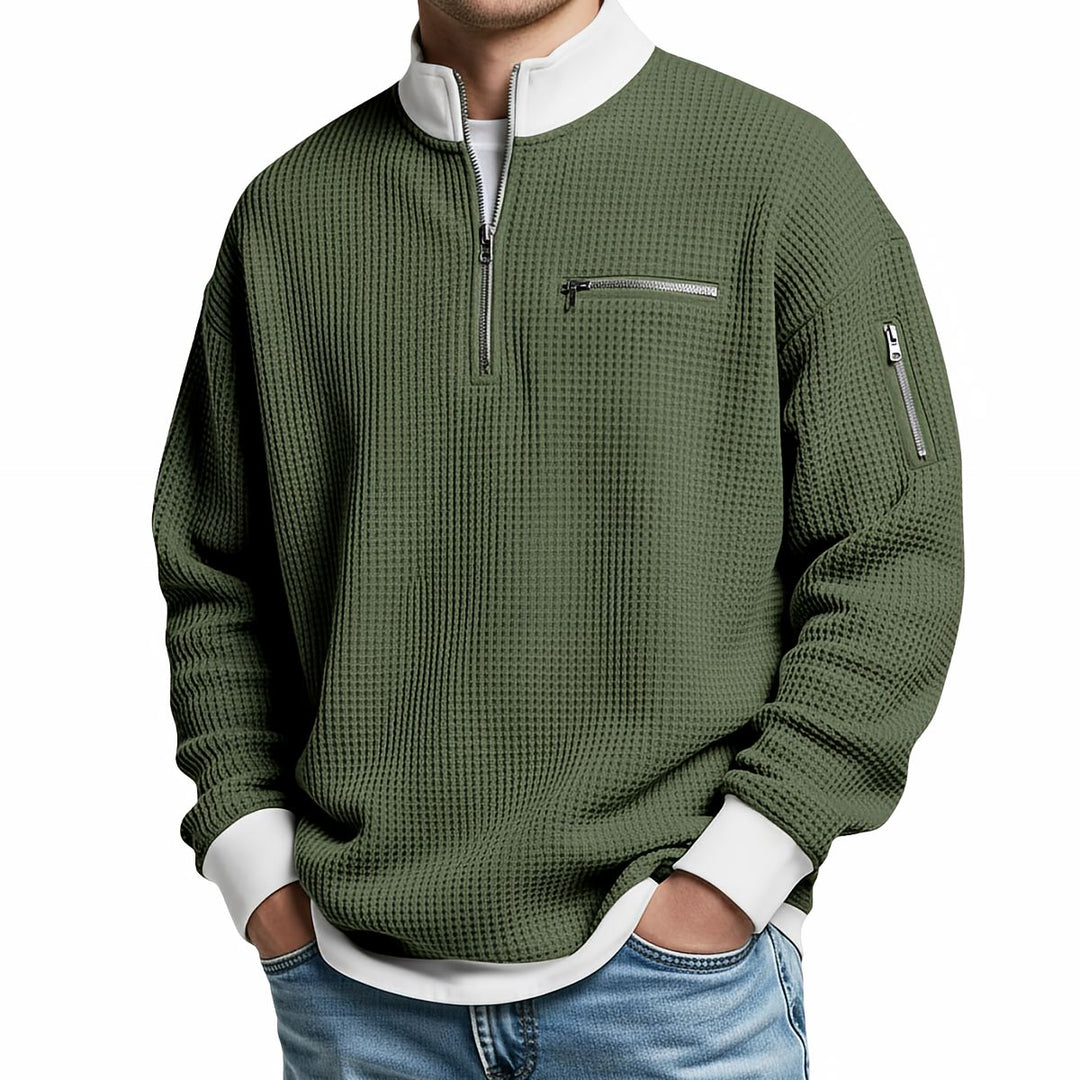 Peldon - Waffle-Knit Quarter-Zip Jumper