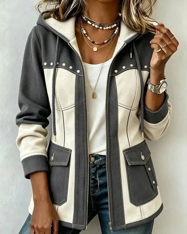Keeley - Contrast-Panel Hooded Jacket