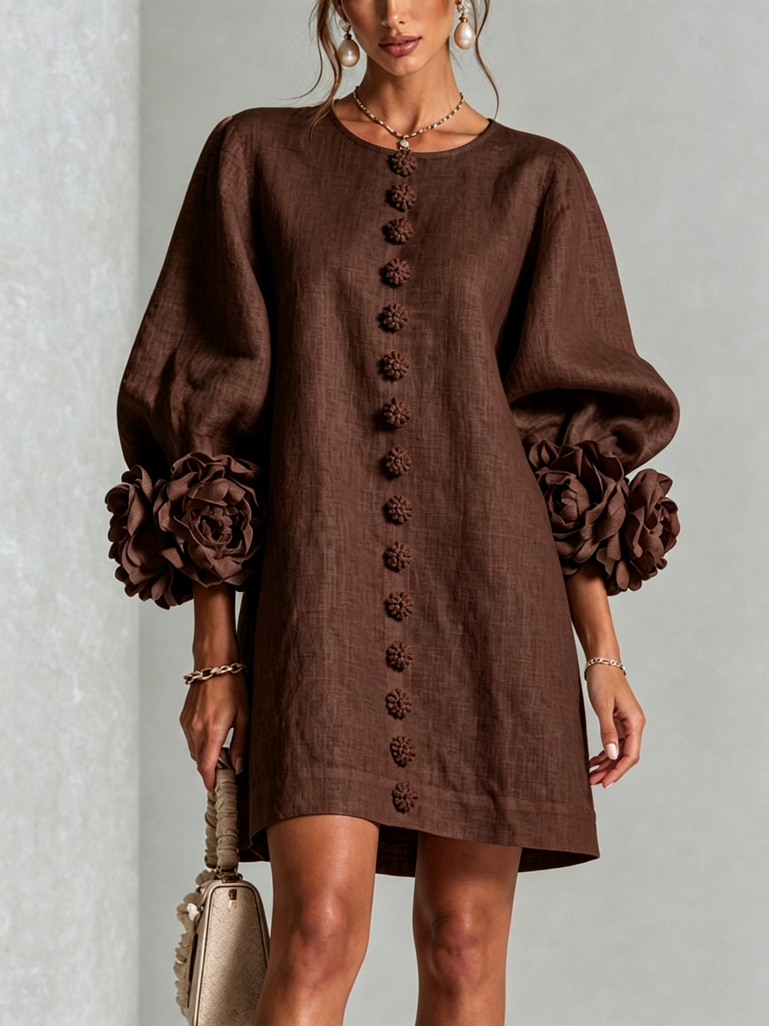 Elovienne - Textured Linen Mini Dress