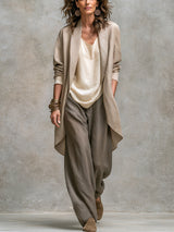 Isolenne - Premium Three-Piece Wide-Leg Pantsuit Set