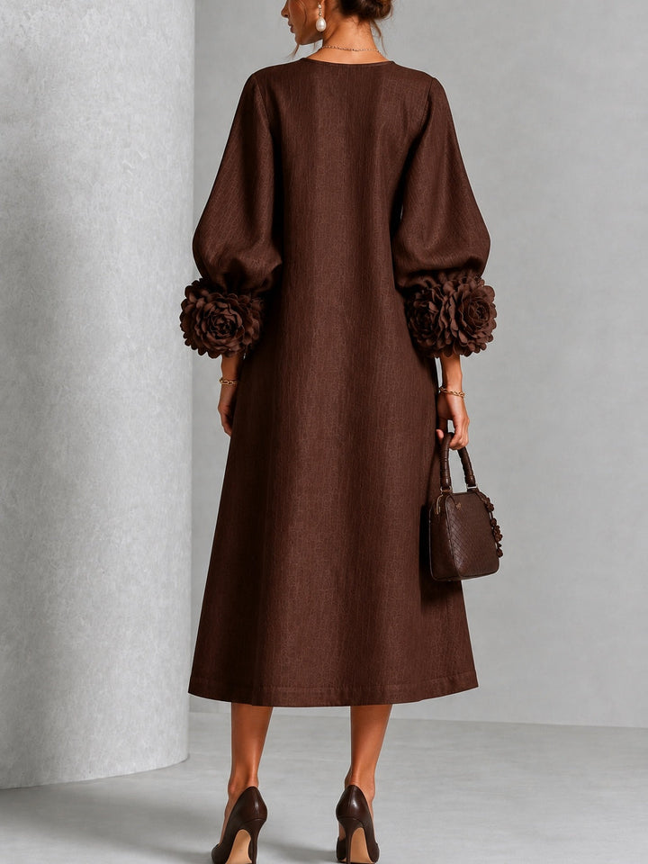 Estelora - Sculptural Floral Midi Dress